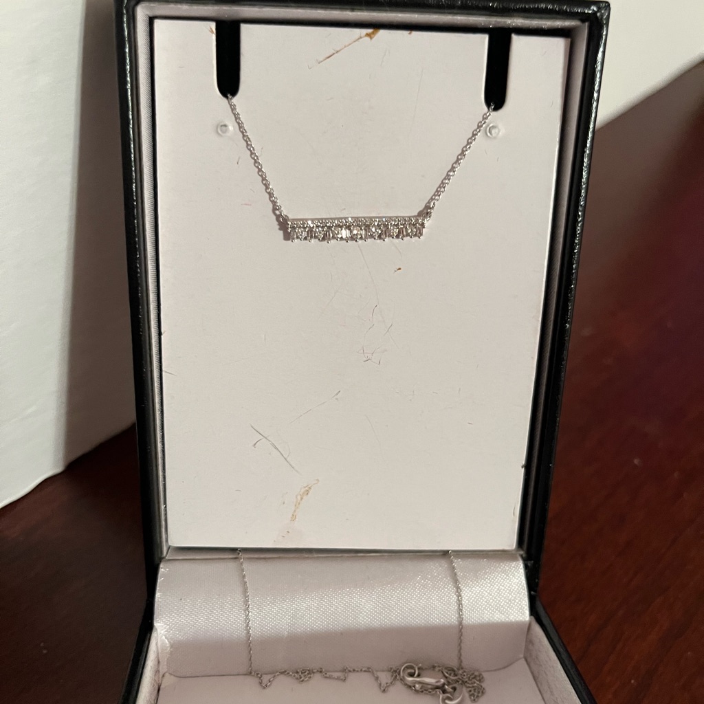 Genuine White Diamonds Bar Necklace